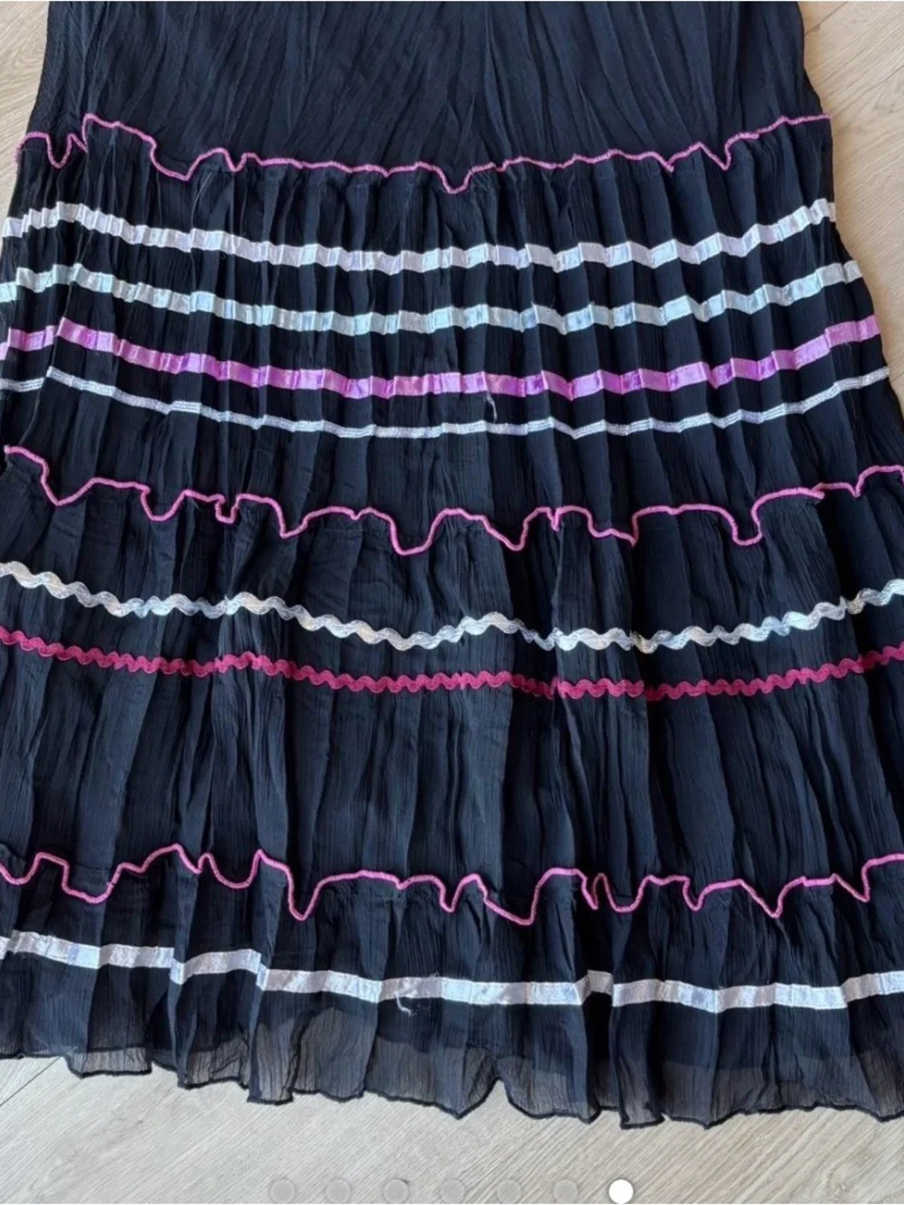 black y2k maxi skirt with pink and white stripes (brand First Option)
